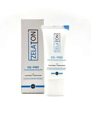 Zelaton Oil-Free Moisturizer Gel tube showing lightweight, non-comedogenic formula for oily and acne-prone skin