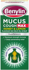 Benylin Mucus Cough Max Honey & Lemon 150ml compact bottle