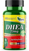 AMS DHEA 25mg tablets 60's bottle for hormonal balance and vitality