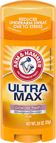 Arm & Hammer UltraMax Deodorant stick showing powder fresh formula