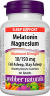 Webber Naturals Melatonin 10mg and Magnesium 150mg sleep support tablets bottle of 60