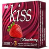 Kiss Strawberry Premium Lubricated Condoms 3's pack with red strawberry design