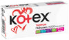 Kotex tampons packaging showing mini, normal, and super absorbency options
