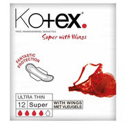 Kotex ultra thin super pads for heavy flow with elongated design