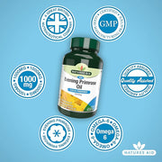 Natures Aid Evening Primrose Oil 1000mg softgels with product details label