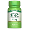 Nature's Truth Chelated Zinc Gluconate 50mg bottle with 100 tablets